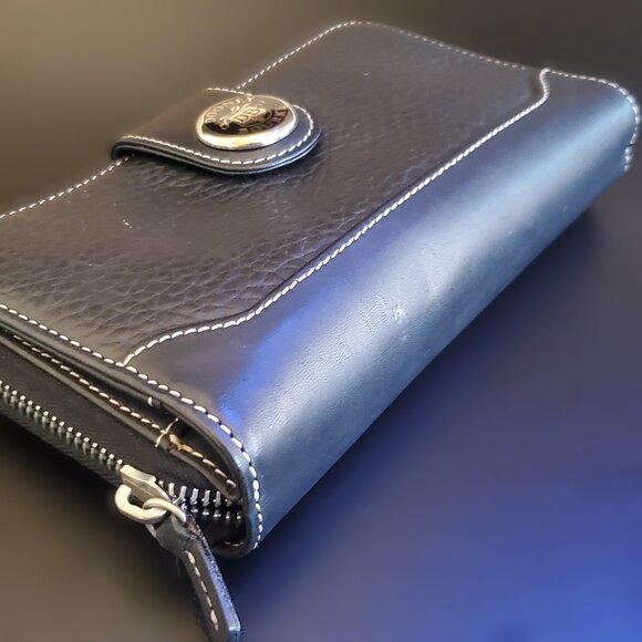 Dooney & Bourke Vintage Black Leather Organizer Wallet - Picture 2 of 4